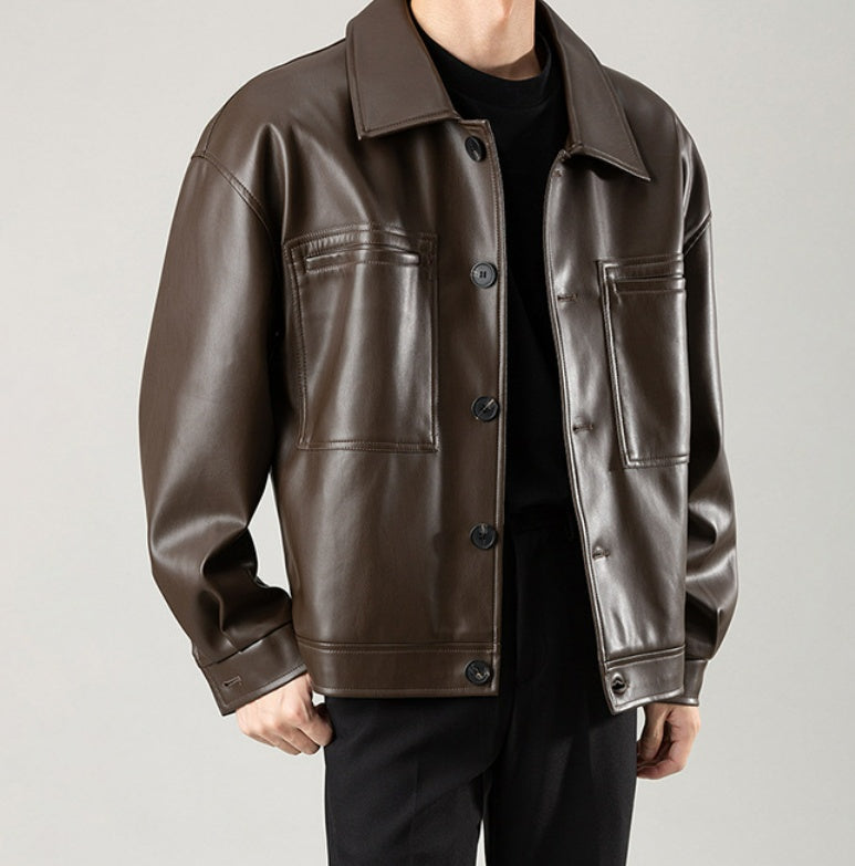 PU Casual Handsome Leather Jacket