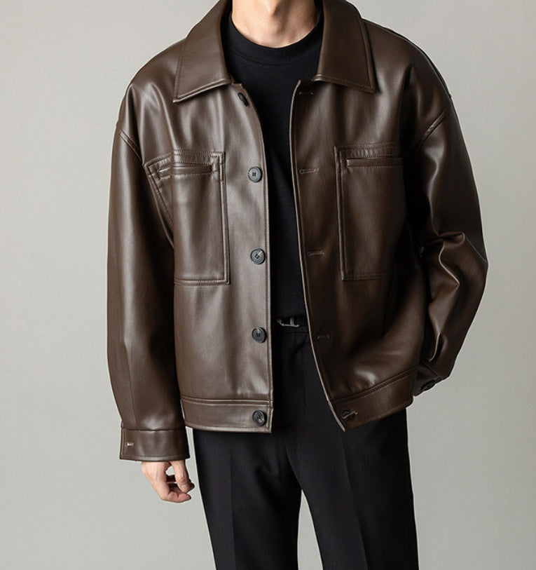 PU Casual Handsome Leather Jacket