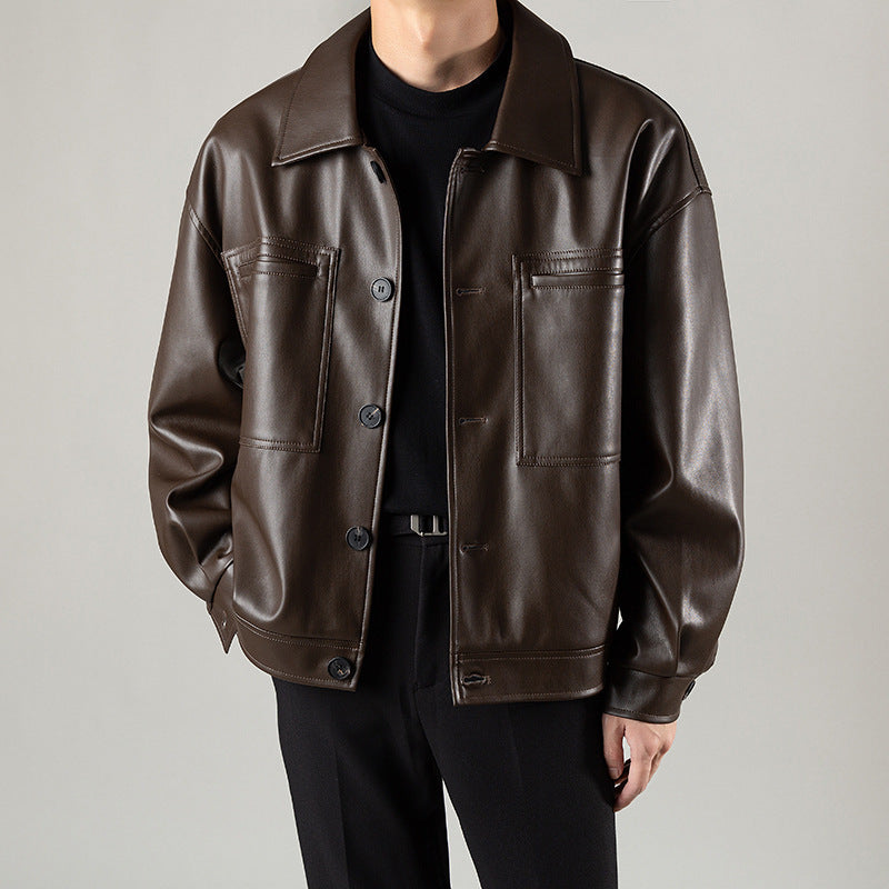 PU Casual Handsome Leather Jacket