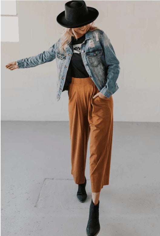 Ripped Slimming Washed Women's Jacket