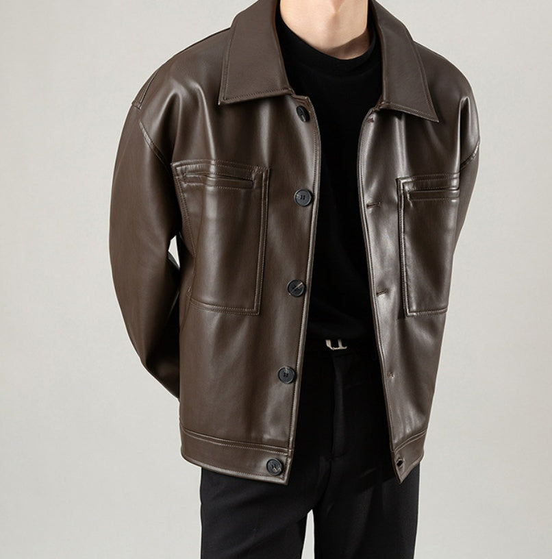PU Casual Handsome Leather Jacket