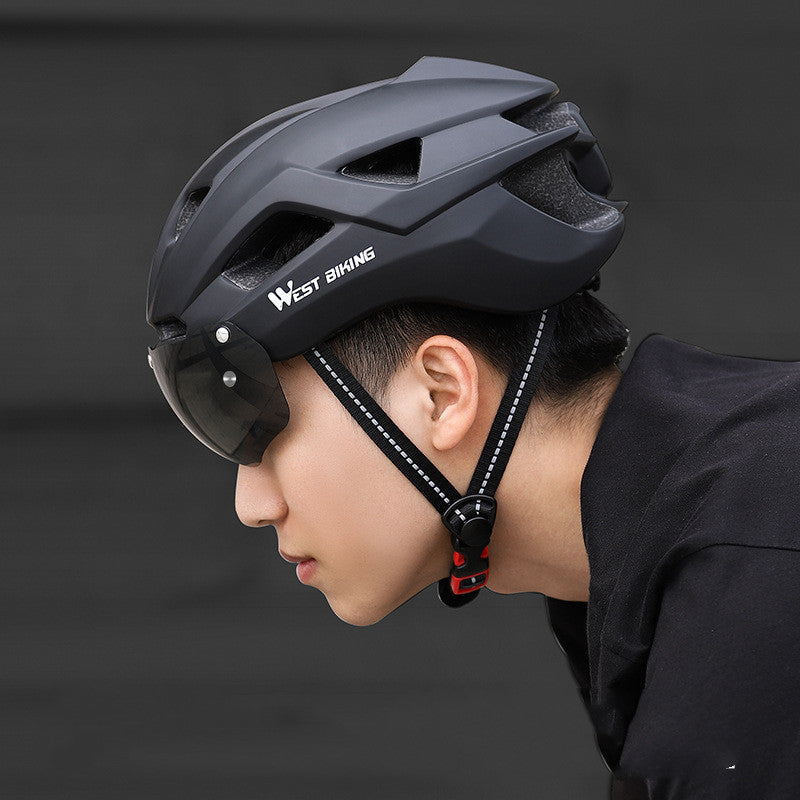 Biking Helmet Integrated With Goggles